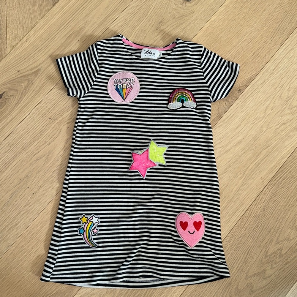 Girls Striped Patchwork Dress